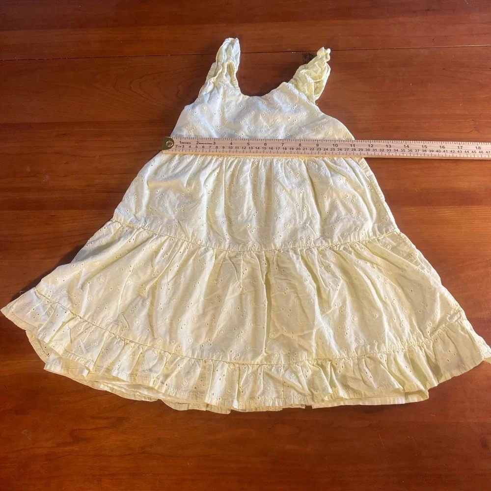 OshKosh B'gosh Eyelet Tiered Dress Girls Yellow Good Boho Ruffle Summer‎ SIZE 4T